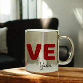 Personalized LOVE Gold & Silver Metallic Couple Mugs (350ml)